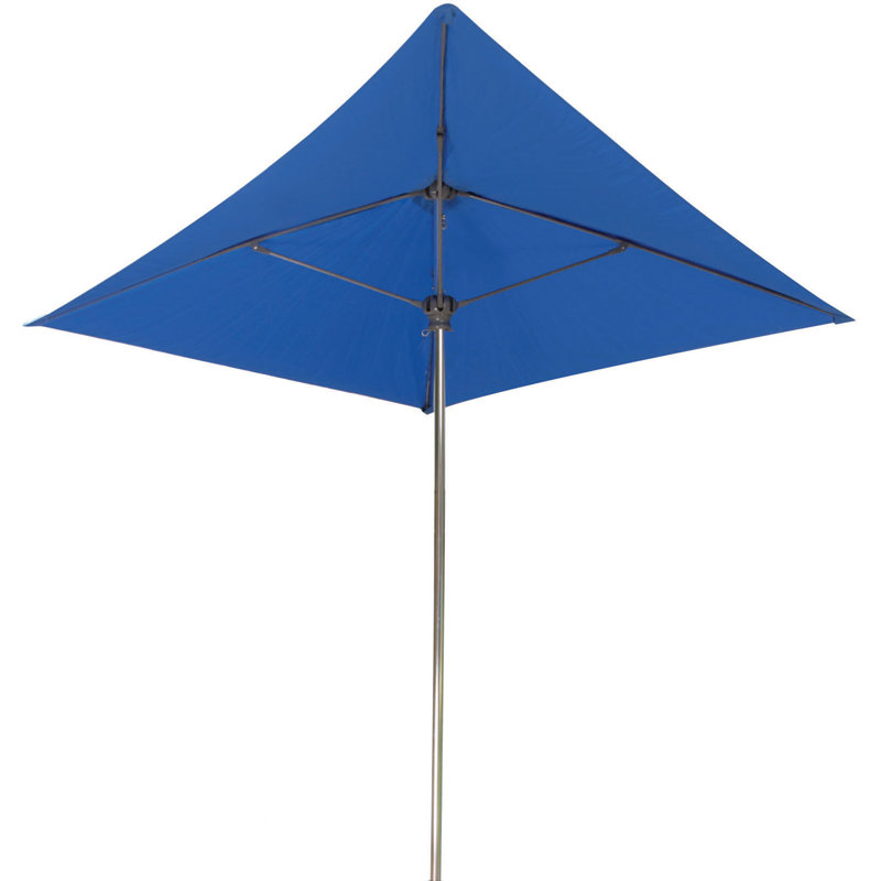 Parasol de marché carré 7 pi Prestige, Aluminium brillant, Bleu pacifique