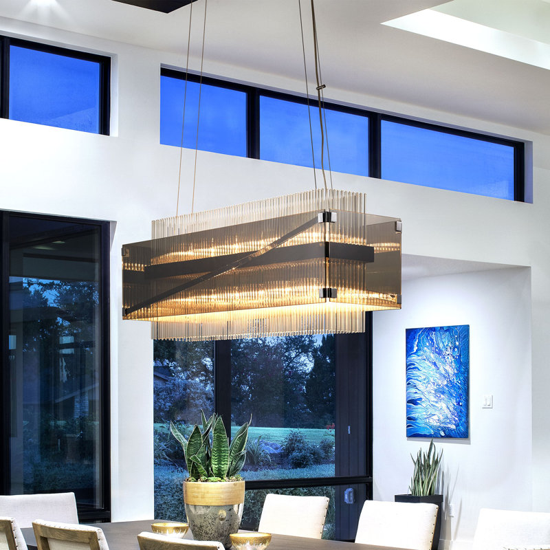 Luminaire suspendu linéaire à 12 lumières pour îlot de cuisine Apollo