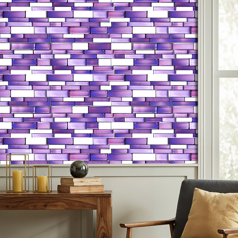 20Pcs Self-Adhesive Wall Tile Stickers, White/Purple
