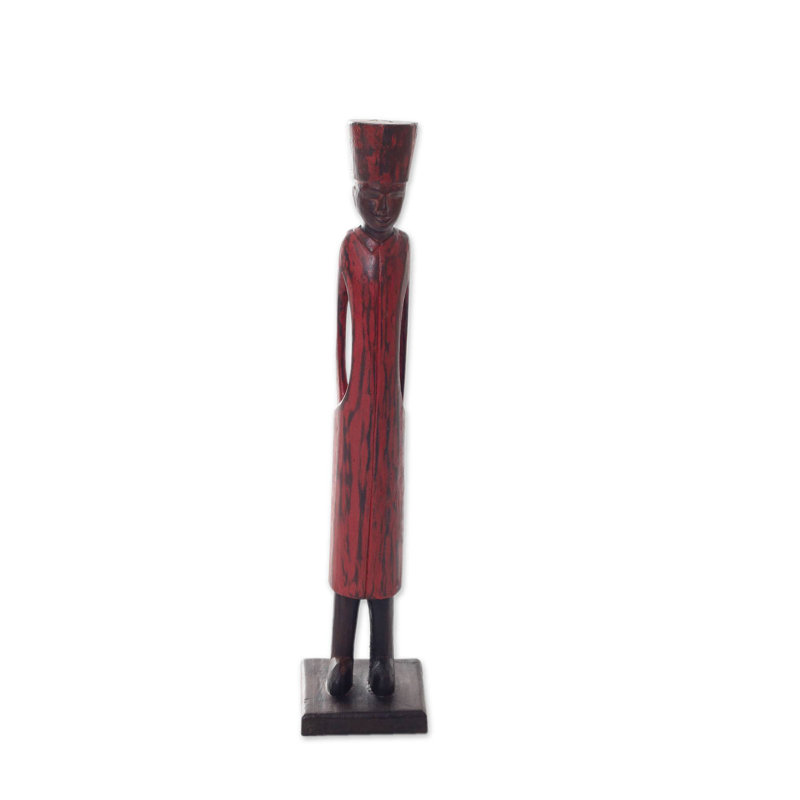 Artisan Hand Carved Wood Arabian Merchant Statue