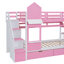 Lit superposé de style rose Twintwin, 2 tiroirs, 3 tablettes, glissoire, bois de pin massif et grande capacité de poids, idéal pour la rénovation de la chambre à coucher-130481031-130481034