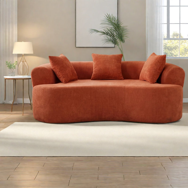 Canapés à compression, grande causeuse courbée moderne en chenille pour la maison