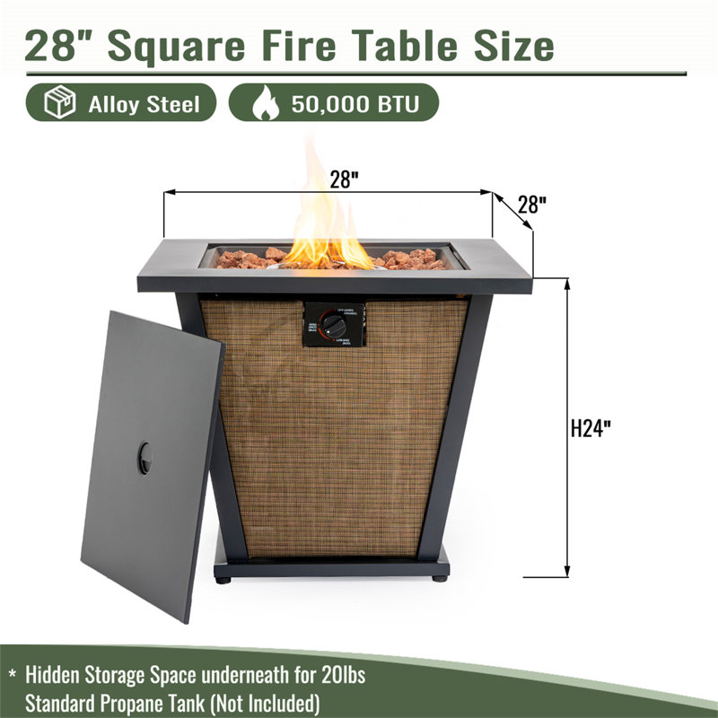 28" Propane Gas Fire Pit Table