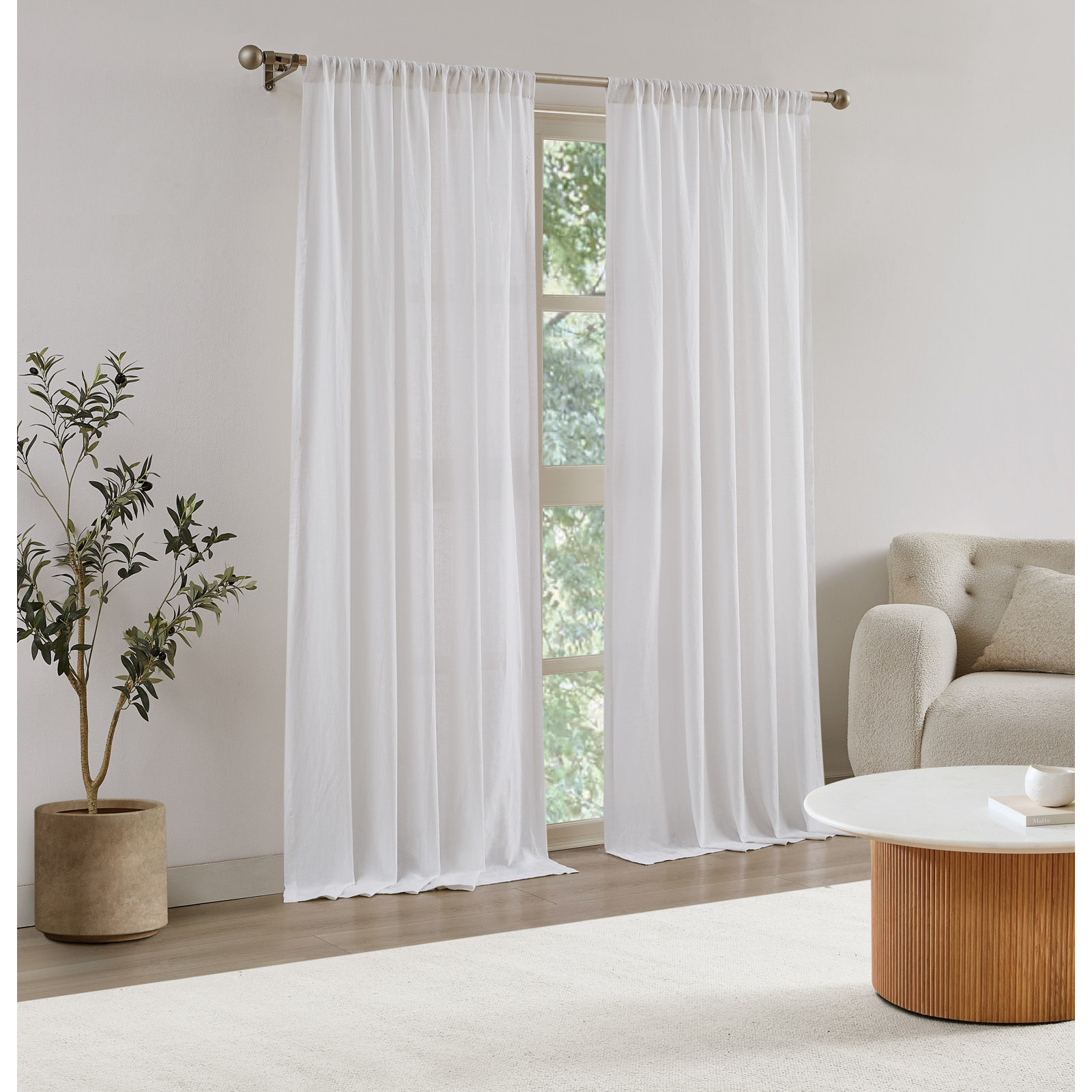 Linen Room Darkening Curtain Panel, White, 50 x 84