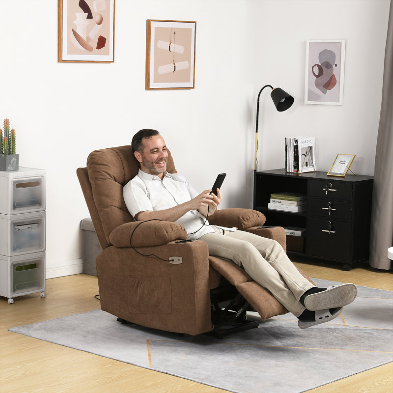 83.1cm Wide Standard Recliner with Massager, Brown