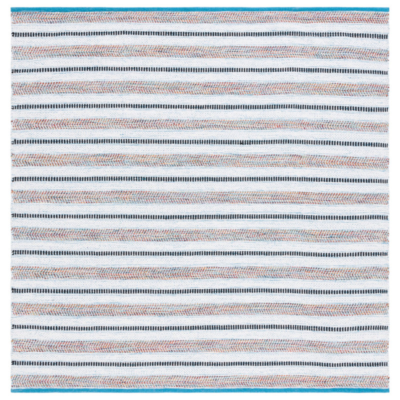 Tapis rayé en coton Gavankar, Carré 6 pi