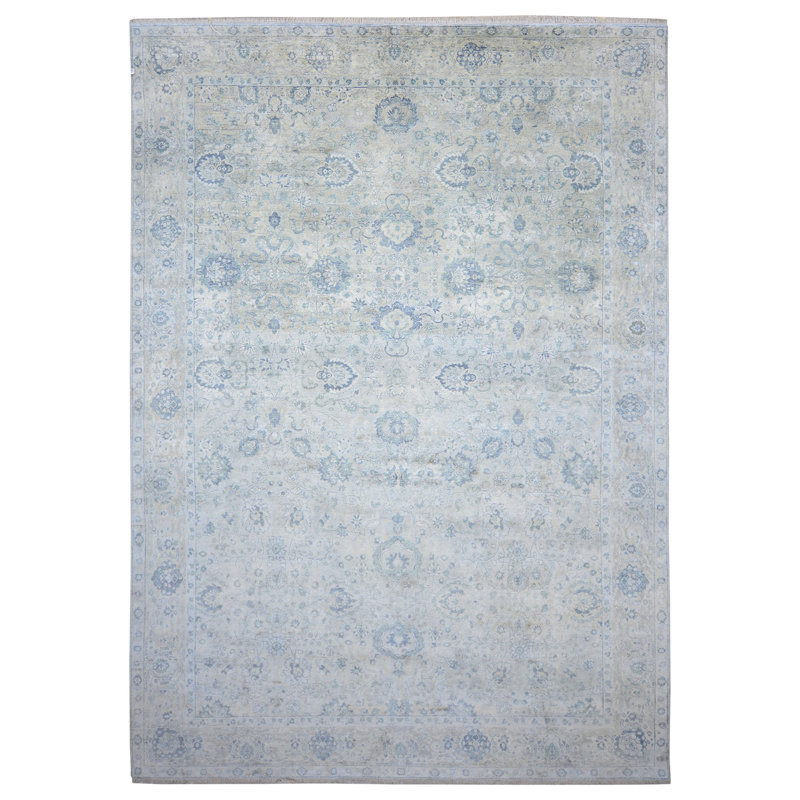 Hand Knotted Oriental Area Rug in Blue/Gray, Rectangle 5' x 8'