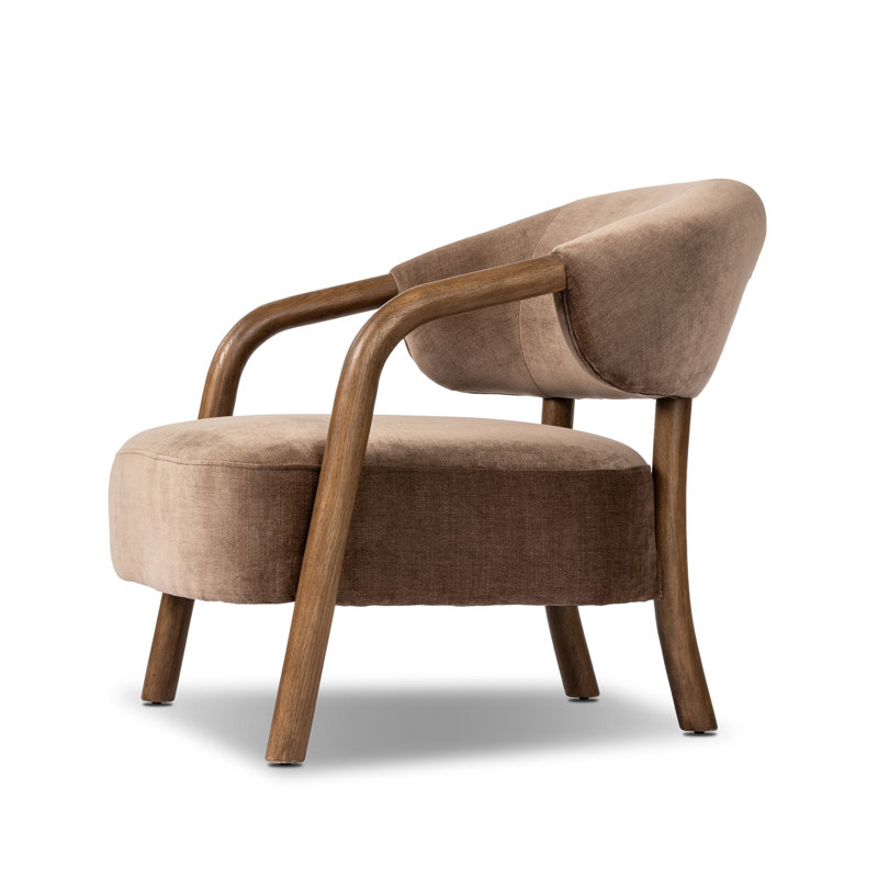 Citrine 29.25" W Armchair, Tan Oak, Altair Mushroom Performance Velvet