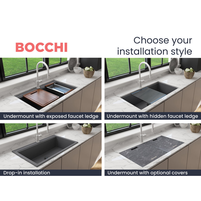 Baveno Lux 33'' L Double Basin Kitchen Sink, Concrete Gray