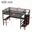 Grand lit mezzanine avec bureau en L et port USB, lit mezzanine en métal avec garde-robe et tablette réglable, lit mezzanine haut avec DEL pour enfants, adolescents, adultes