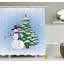 Rideau de douche simple noël bonhomme de neige et arbre-22028213