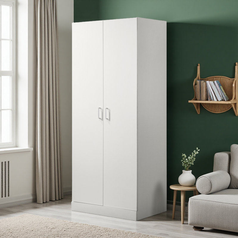 Armoire-penderie 29,5 "à deux portes avec tablette et tringle