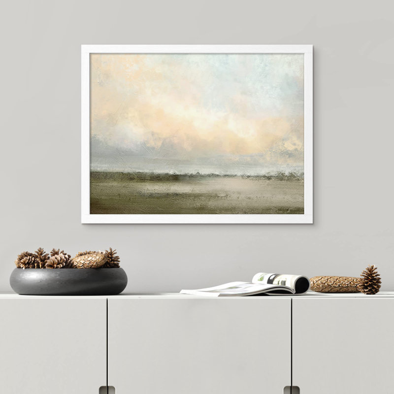 «Vibrant Sun Cloud Farm Field» sur papier, H 12 po x l 16 po, Blanc