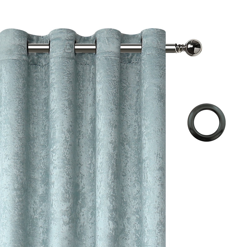 Eruh Semi Sheer Curtain Pair, Aqua