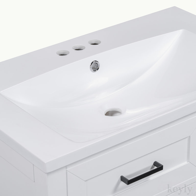 Meuble-lavabo simple 30 po avec plateau Phileas, Blanc