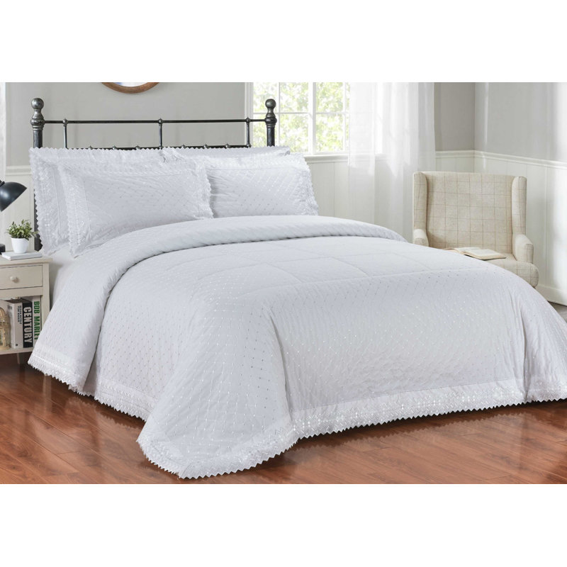 Ranier Cotton Blend Bedding with Pillowcases, White, Single Duvet Cover + 1 Standard Pillowcase