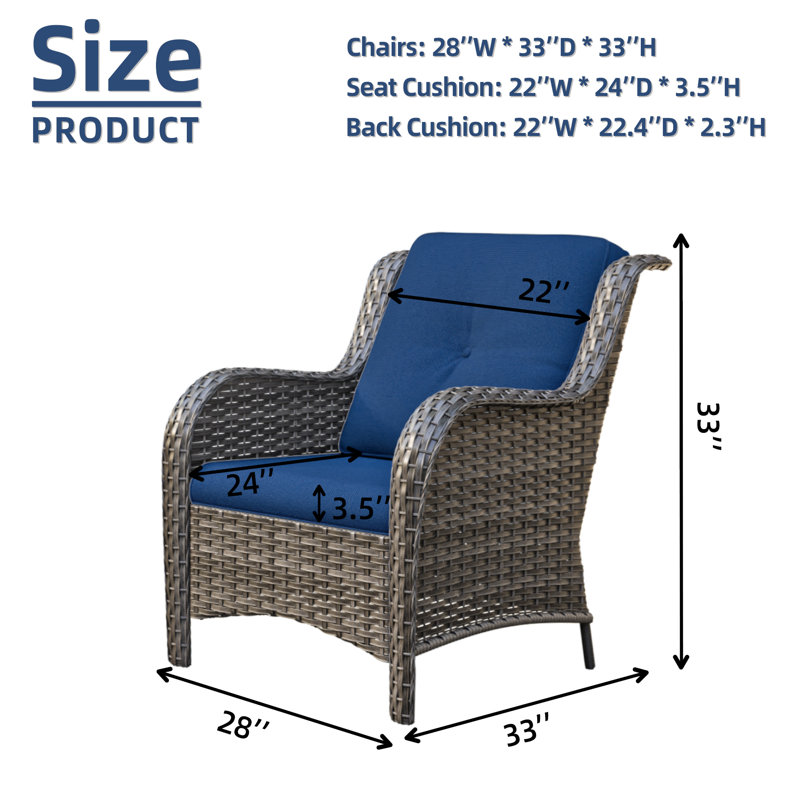 Ragne Wicker Outdoor Lounge Chair, Blue