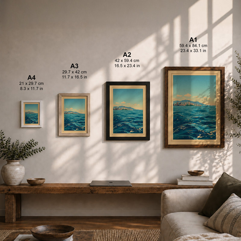 Waters Coastal - Framed Print, A3 - 42.0 x 29.7 cm, White