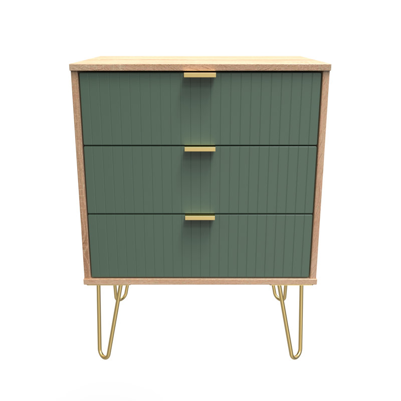 Beranda 3 Drawer Chest (Ready Assembled), Labrador Green/Bardolino Oak