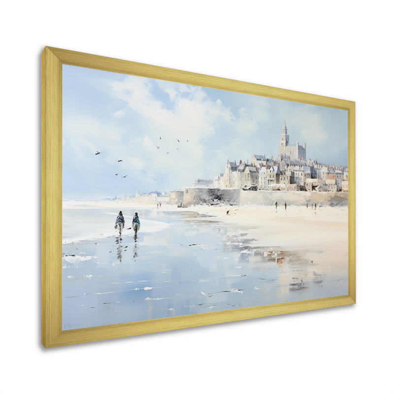 «Normandys Beach In France», reproduction sur toile, Cadre doré simple, H 12 po x l 20 po x P 1 po