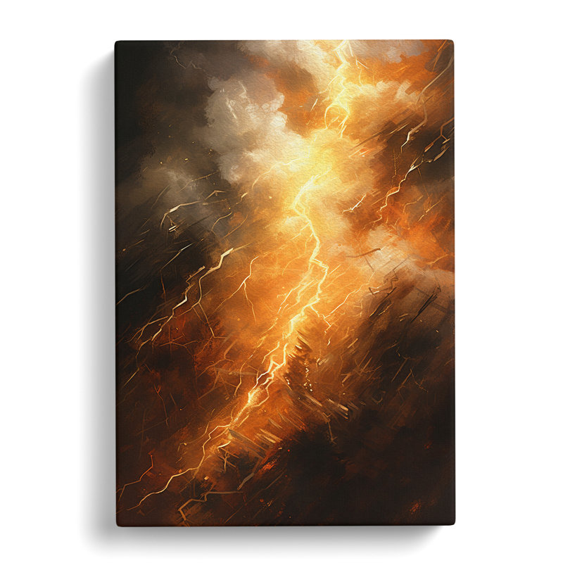 Lightning Action Painting Art - Wrapped Canvas, 50cm H x 35cm W x 3cm D