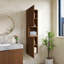 Armoire murale de 59 po de hauteur pour salle de bain, armoire de rangement étroite avec portes et tablettes, convient aux petits espaces, couleur grain de bois chêne brun