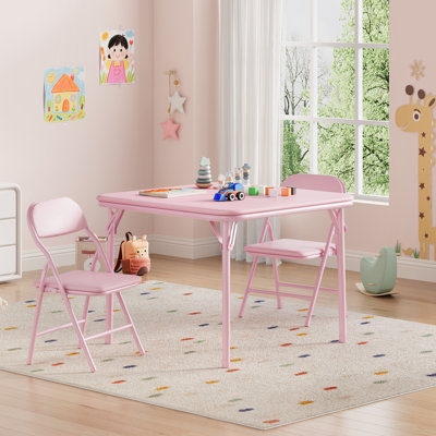 Table et chaises pliantes 3 pièces pour garçons et filles | Ensemble de table et de chaises pour enfants avec 1 table et 2 chaises, convient aux garderies, aux salles de classe et aux salles à manger