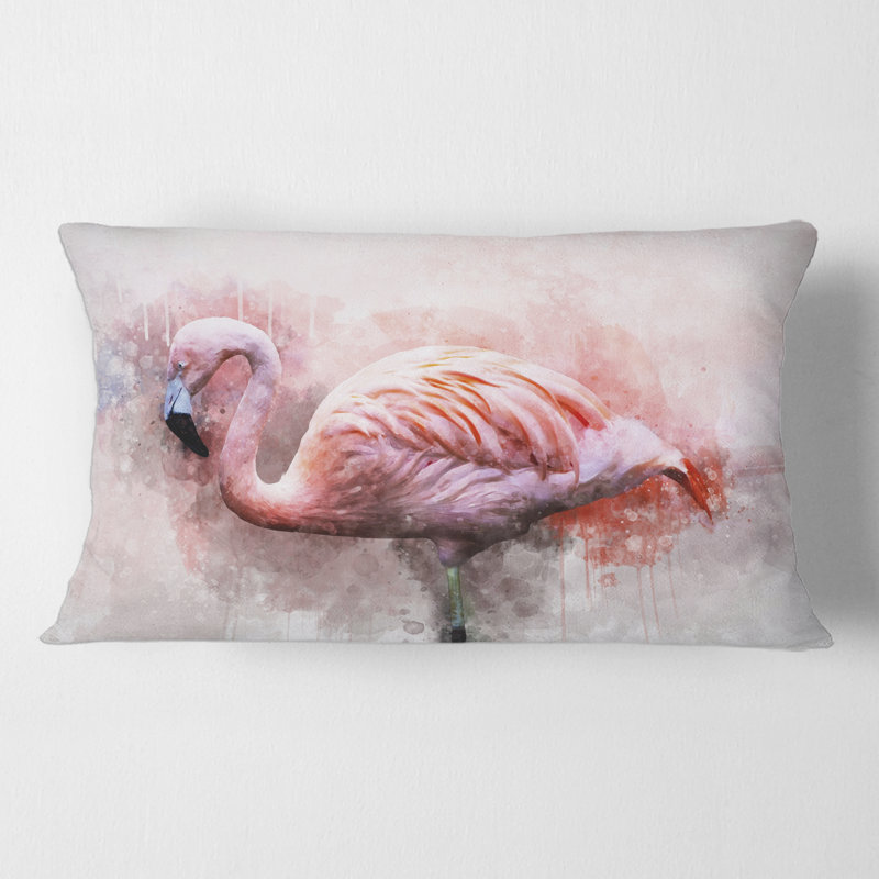 Rectangle, portrait de flamant rose V - coussin décoratif imprimé maison de campagne