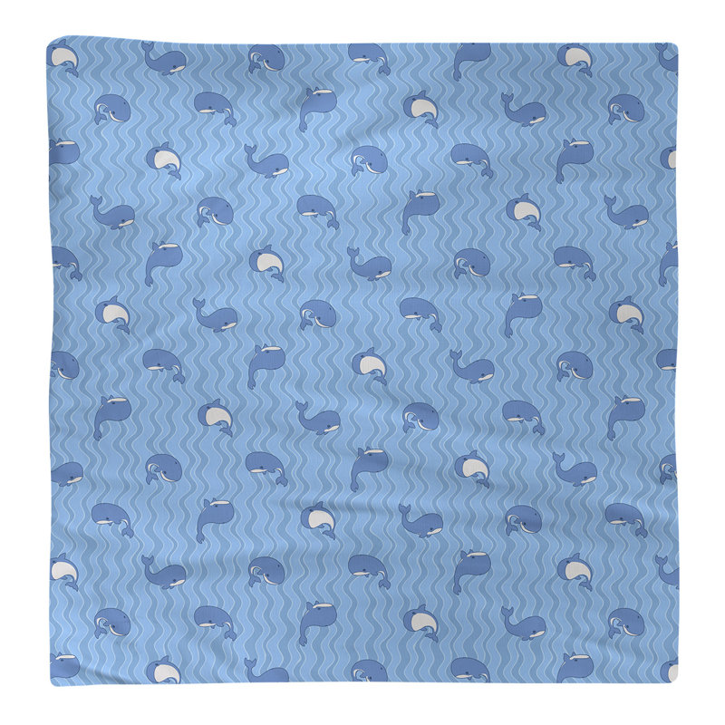 Serviette de coton à motif baleines, Bleu, H 0,1 po x l 22 po x P 22 po, Sergé de polyester