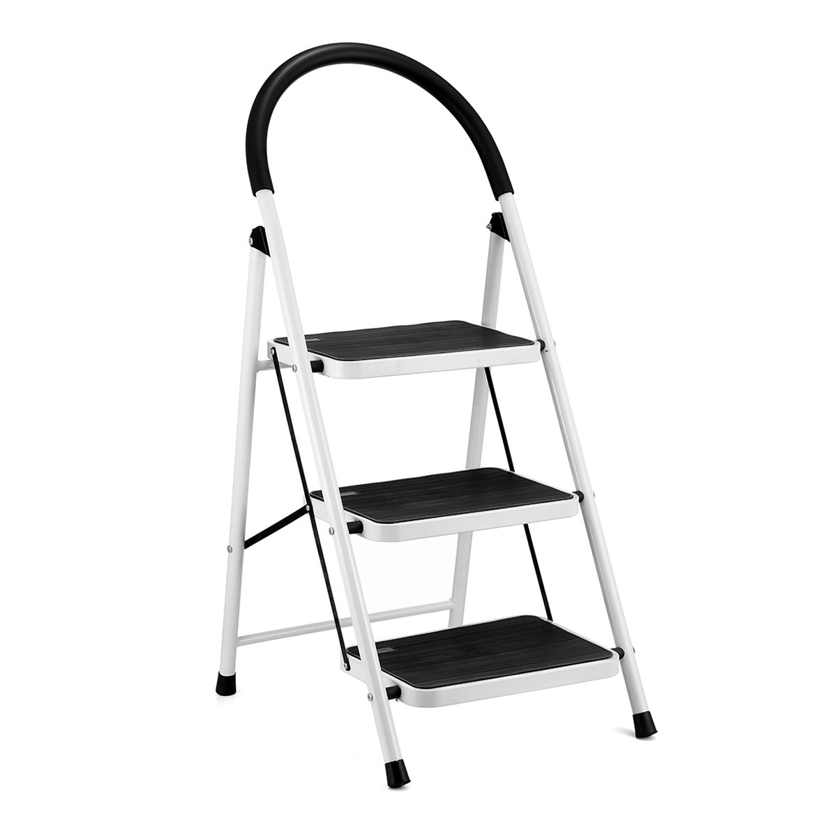 Livingsure extra wide folding step stool with handle hot sale