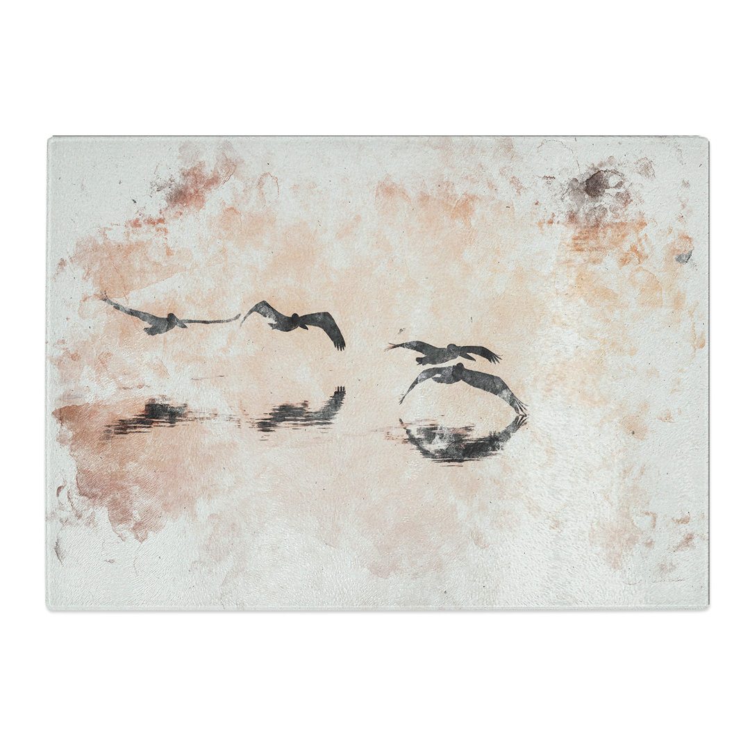 Tempered Glass a Flock of Pelicans Watercolour Chopping Board