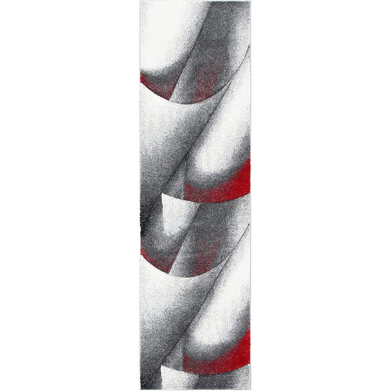 Tapis gris / rouge Aleysha Performance, Tapis de couloir 2 pi 3 po x 8 pi