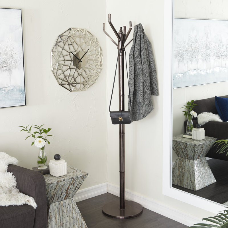 Aluminum Freestanding 5 - Hook Coat Rack, Black