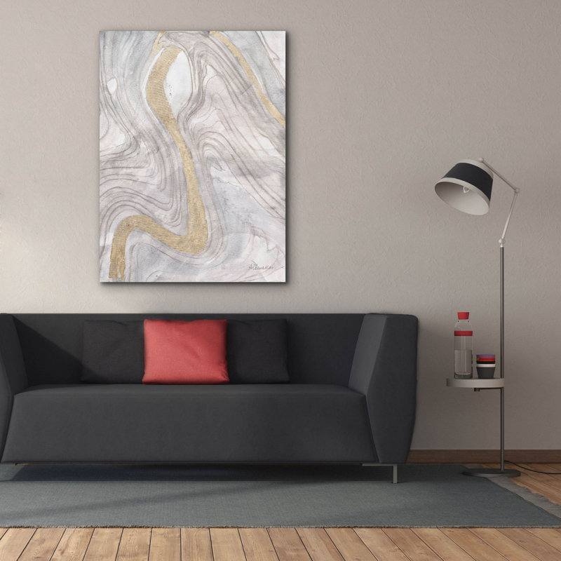Toile épique Graffiti «Shimmering Water 3 Neutral» par Albena Hristova, 40 po x 54 po