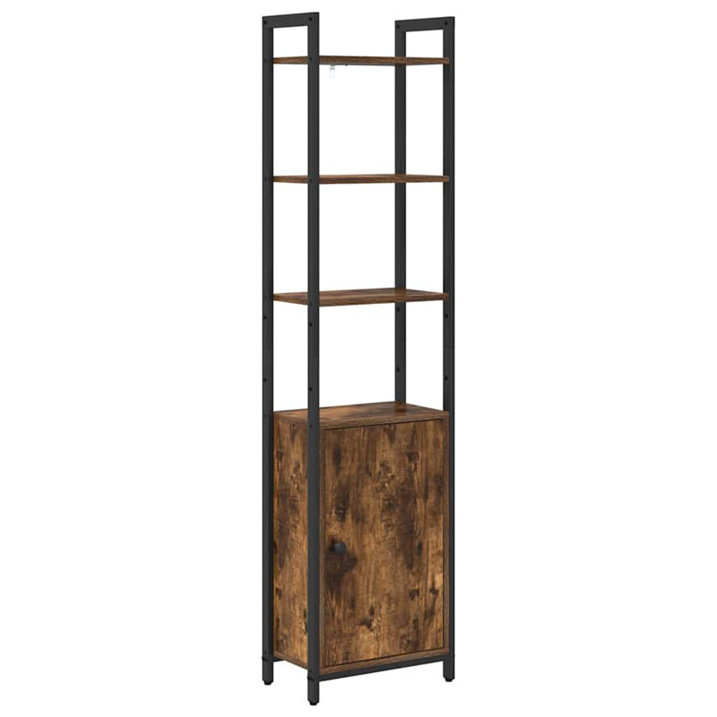 161cm H x 40cm W Steel Book Cabinet Bookcase, Smoked Oak