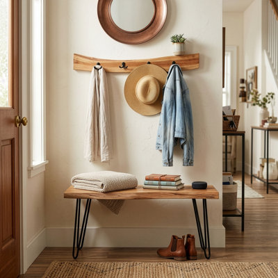 Ensemble de banc 36 po avec crochets en épingle Live Edge