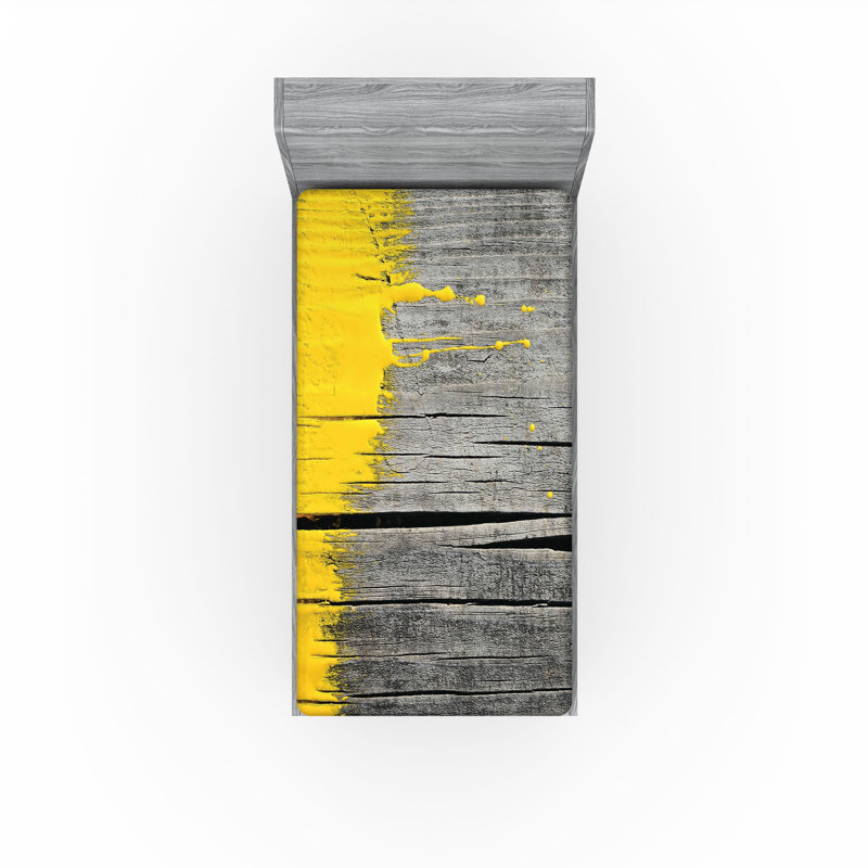 Drap-housse Ambesonne, paquet de 2, Drap-housse simple TG, Jaune / bois gris / déclin