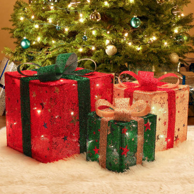 3 boîtes-cadeaux de Noël illuminées pour de superbes décorations de Noël
