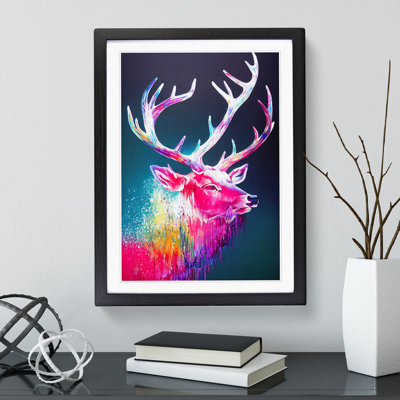 XV1022-3187X Paint Drip Stags No.3 - Single Picture Frame Print