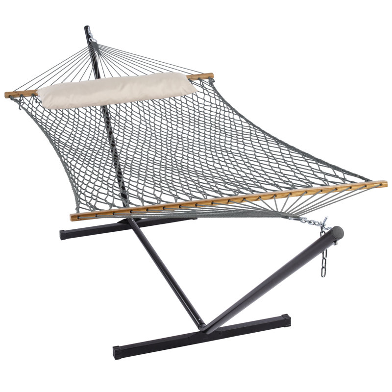 Volkrad 2 Person Spreader Bar Hammock with Stand, Gray