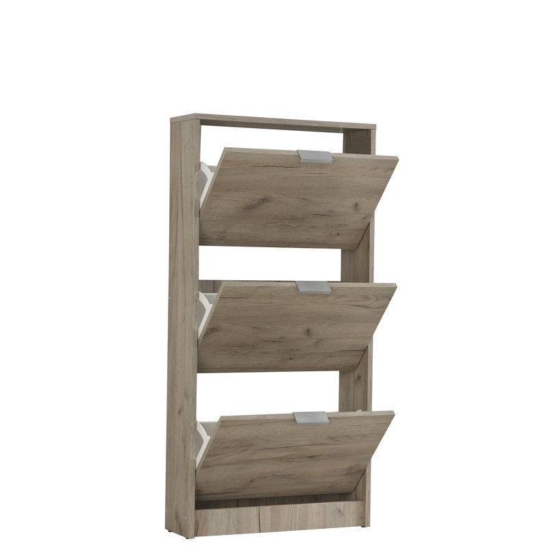 9 Pair Shoe Rack, Grey Oak