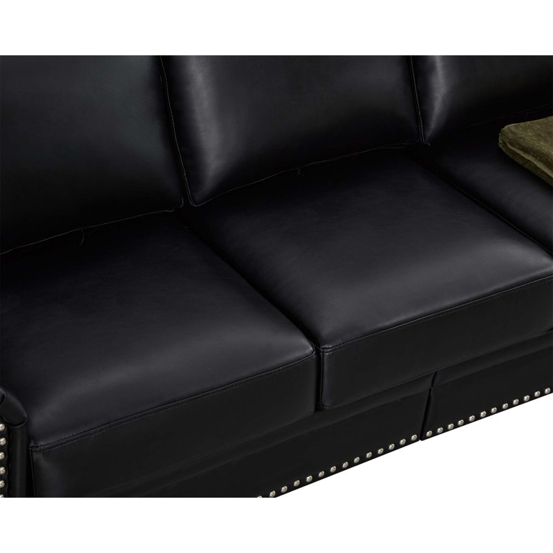 Canapé classique en similicuir de salon avec un design intemporel et des sièges confortables pour une décoration intérieure élégante