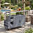 Farmhouse Rolling Outdoor Kitchen Cart, Solid Wood Frame with Stainless Steel Top, Spice Rack, Towel Rack, Lockable Wheels & Multi-Functional Storage for Patio, Backyard BBQ & Kitchen-129384476