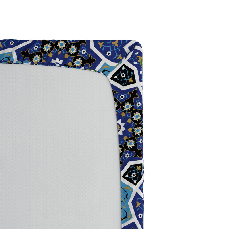 Microfiber Geometric Fitted Sheet, Queen Fitted Sheet