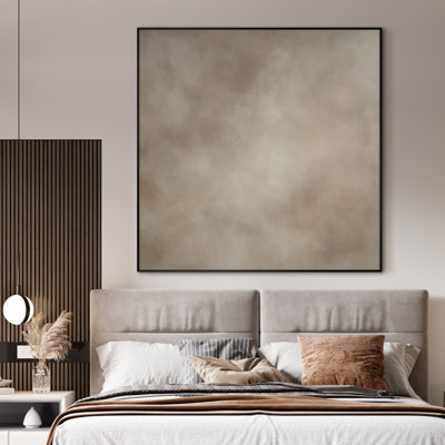 Abstract Beige and Taupe Marble Effect Illustrations Extra Large Framed Wall Art Print Decor (Frame Assembly Required)