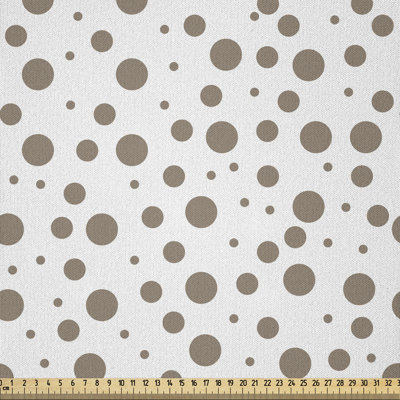 Tissu Ambesonne brun à la cour, grandes et petites gouttes comme des taches sur fond blanc, style rétro, tissu en microfibre pour textiles et décors artisanaux, 1 verge, blanc cacao