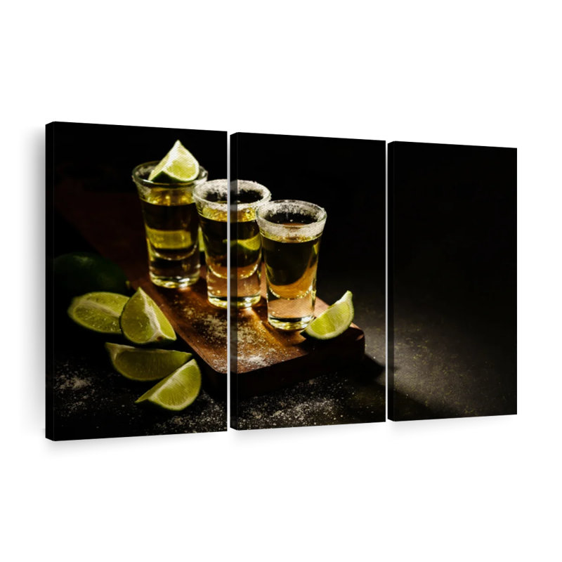 " Tequila Shots " 3 - Pieces, 32" H x 50" W x 1.25" D
