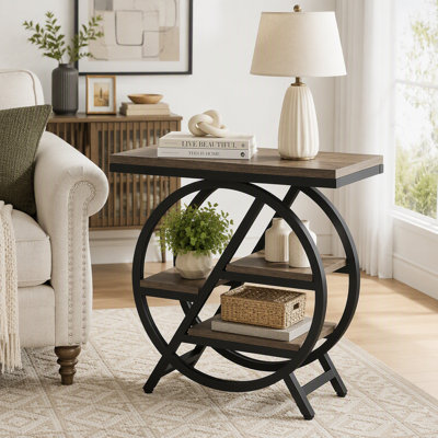4-Tier End Table, Small Side Table Snack Table with Storage Shelves