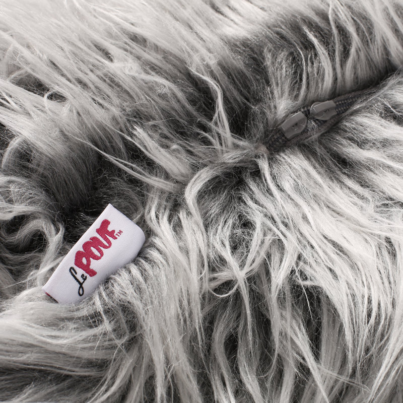 Standard Classic Faux Fur Bean Bag, Silver Gray