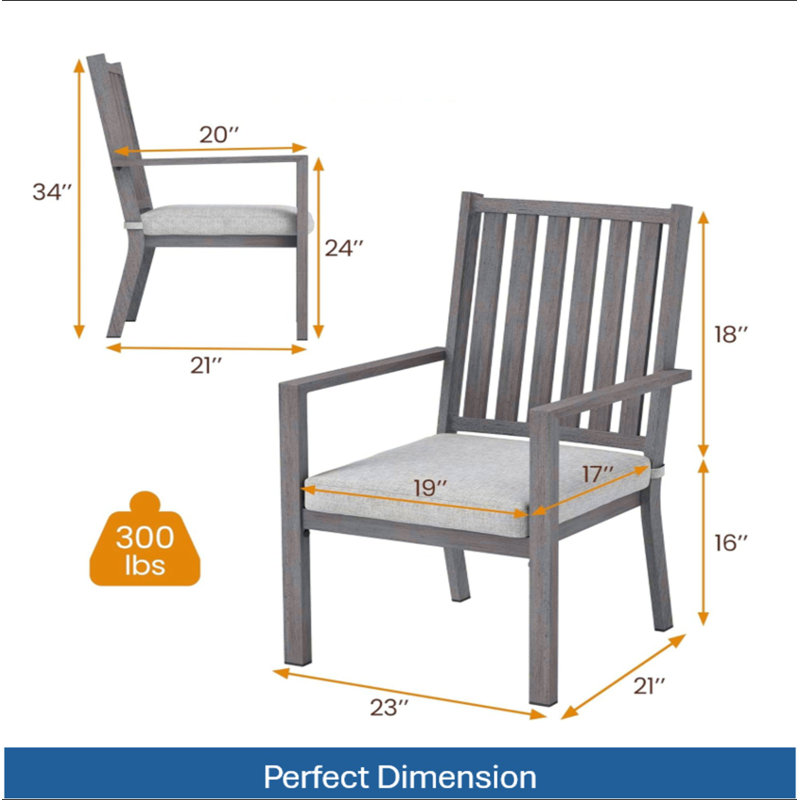 Chaises de patio 23 po toutes saisons, Gris, 2